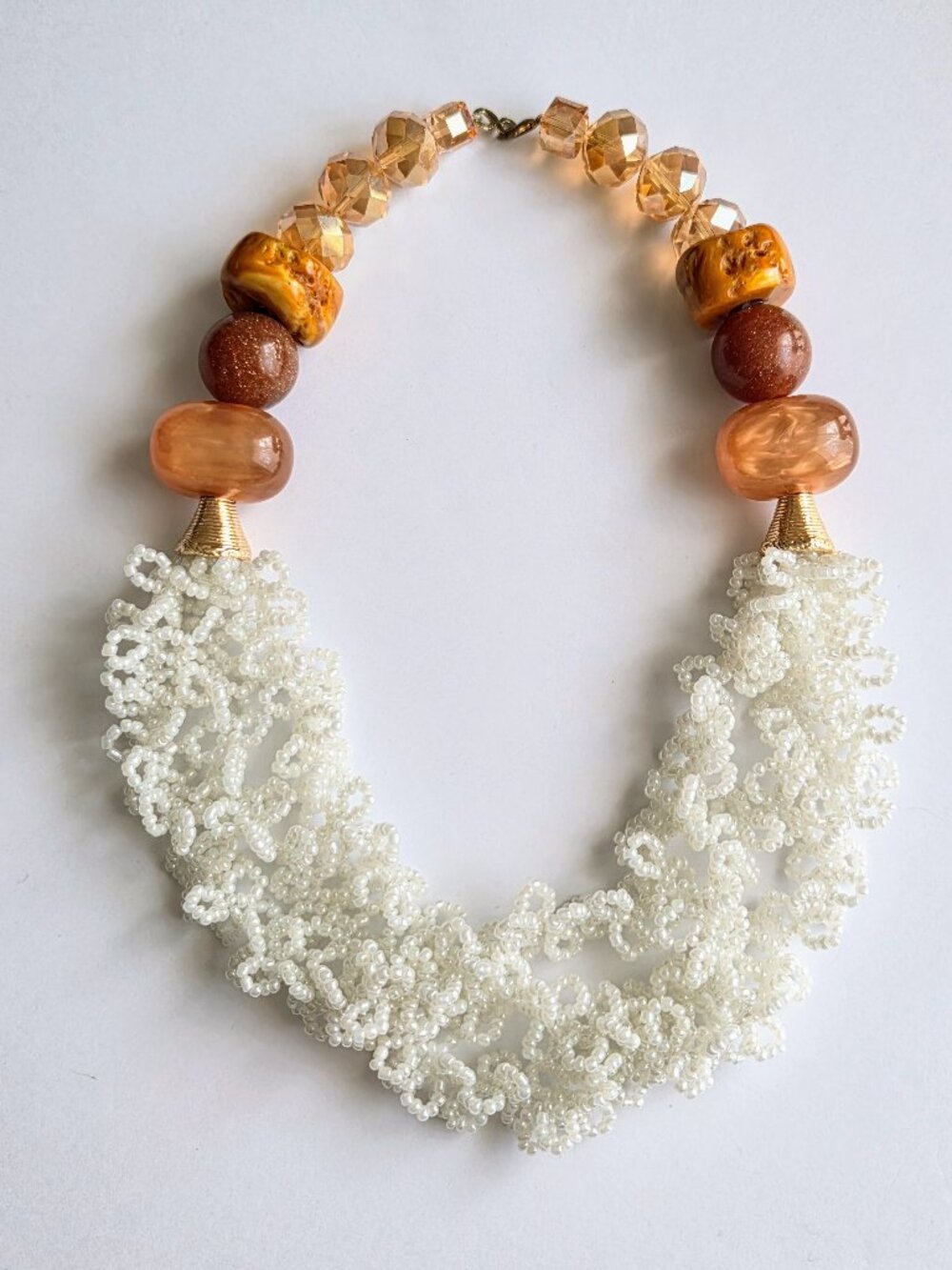 Chunky Bead & Multistrand Seed Pearl Statement Necklace
